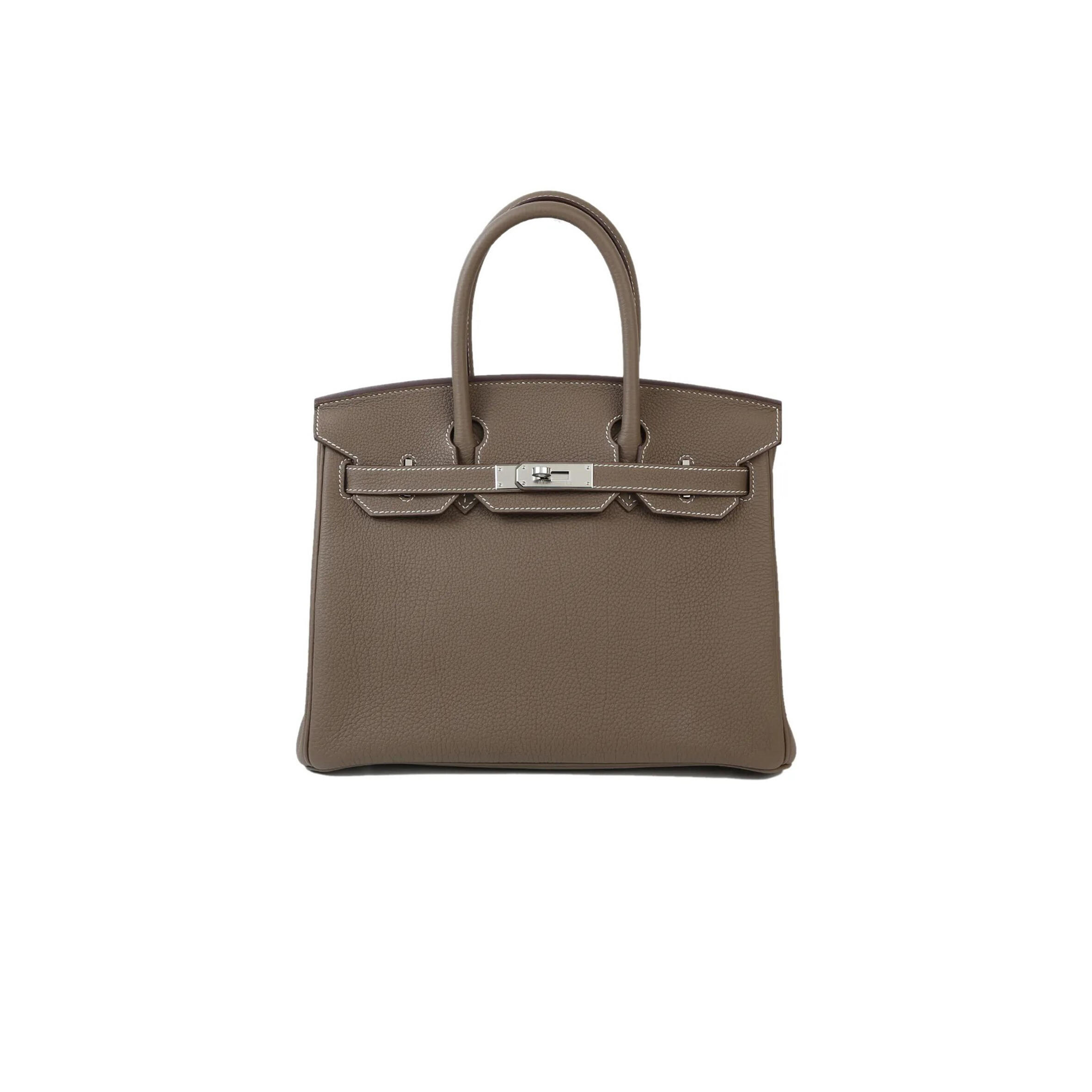 H**me5 BIRKIN 30 TOGO LEATHER ELEPHANT GREY SILVER BUCKLE BAG H028369CK18 (30*22*16cm) Master Quality